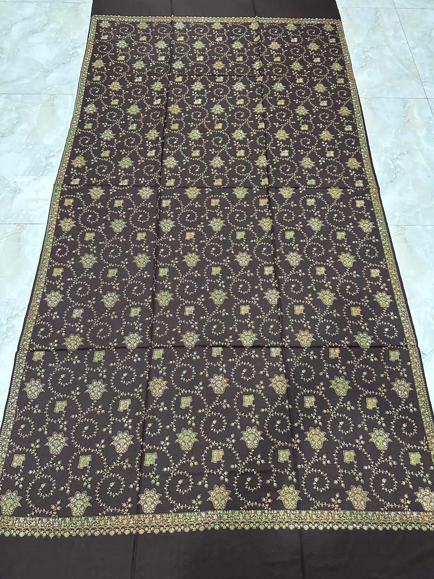 Brown Sui Jaal Pashmina Shawl