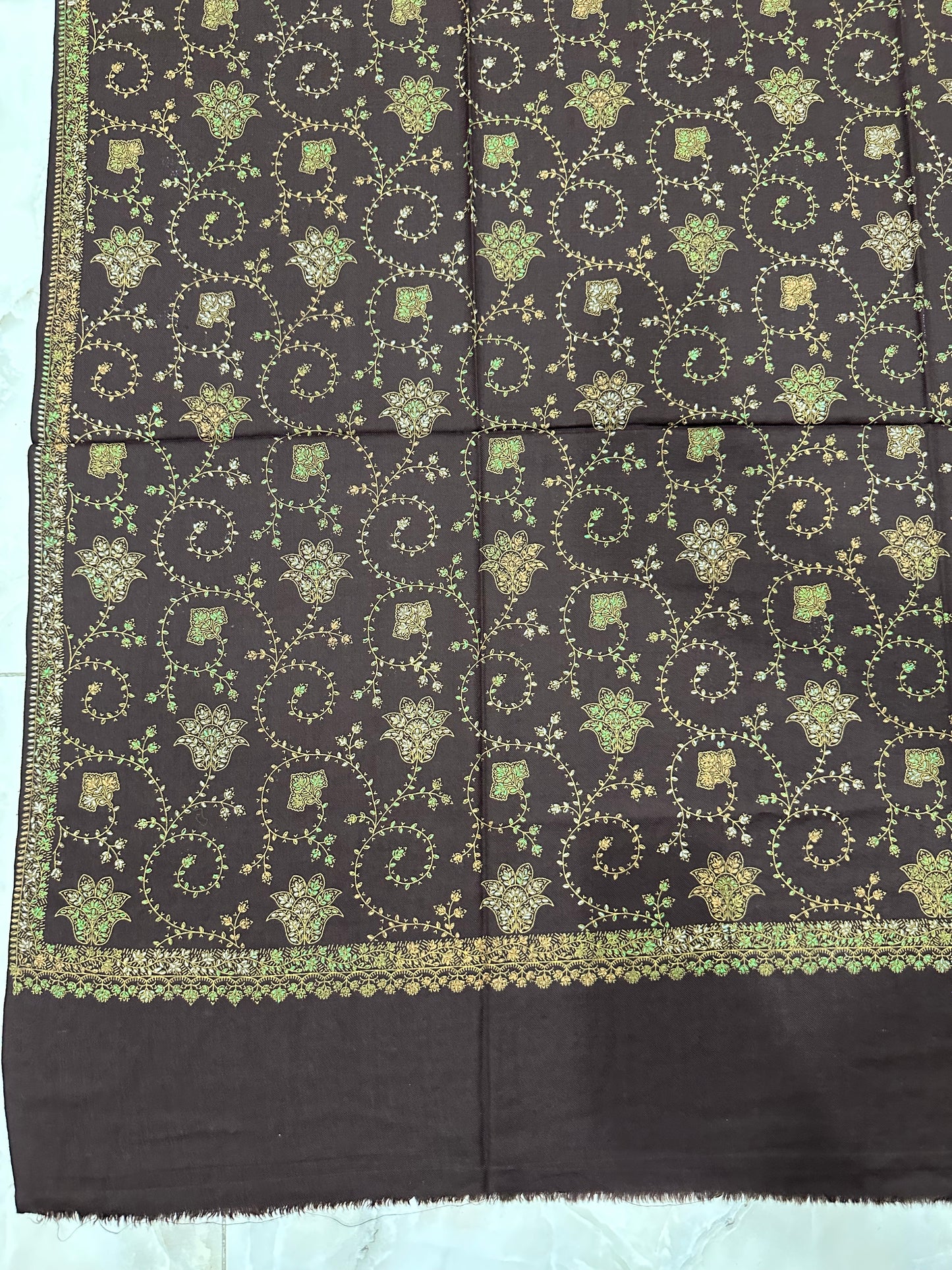 Brown Sui Jaal Pashmina Shawl