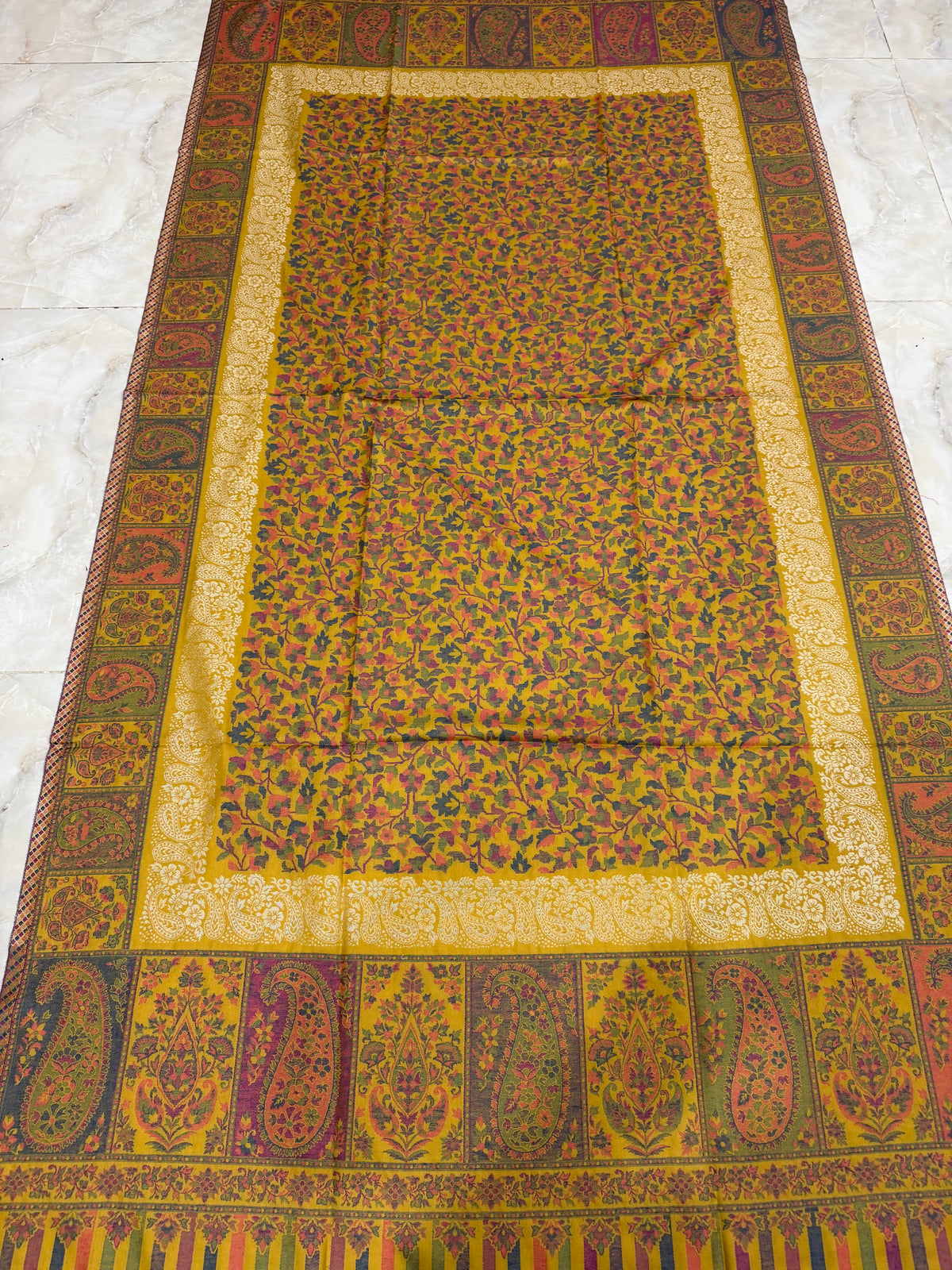 Mustard Zari Kani Shawl