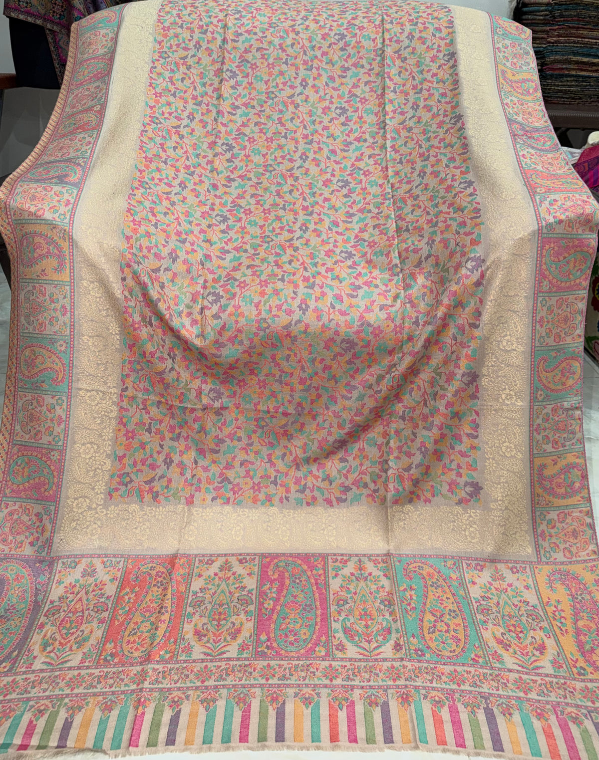 Beige Zari Kani Shawl