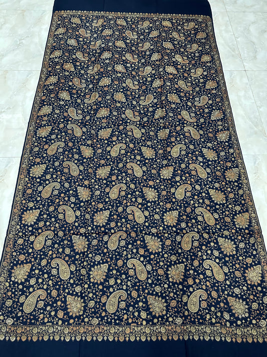 Navy Blue Sui Jama Shawl