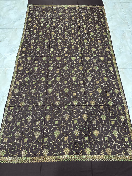 Brown Sui Jaal Pashmina Shawl