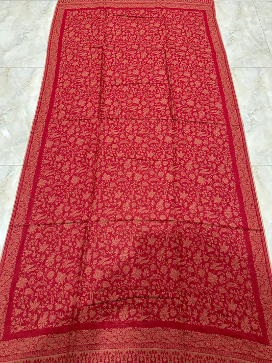 Red Floral Reversible Shawl