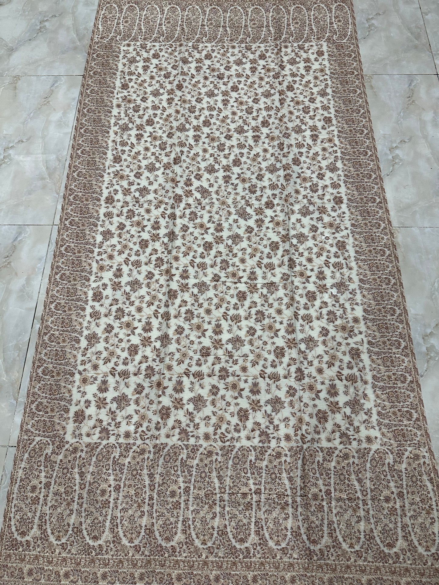 White Zari Kani Shawl