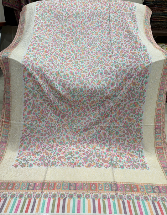 White Zari Kani Shawl