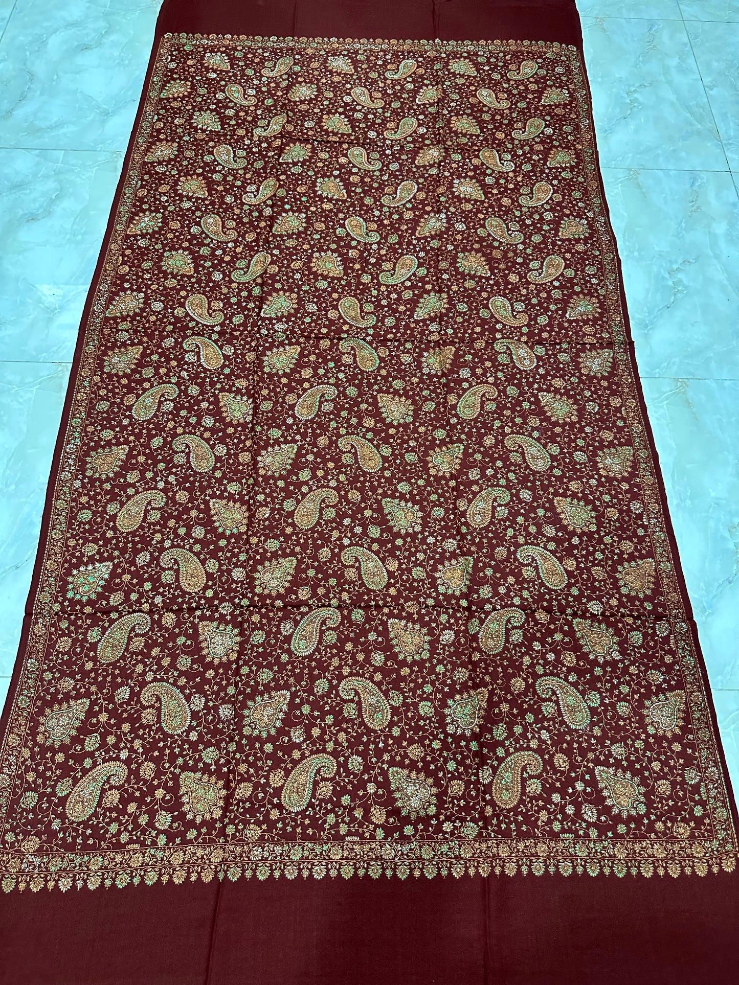 Brown Sui Jama Pashmina Shawl