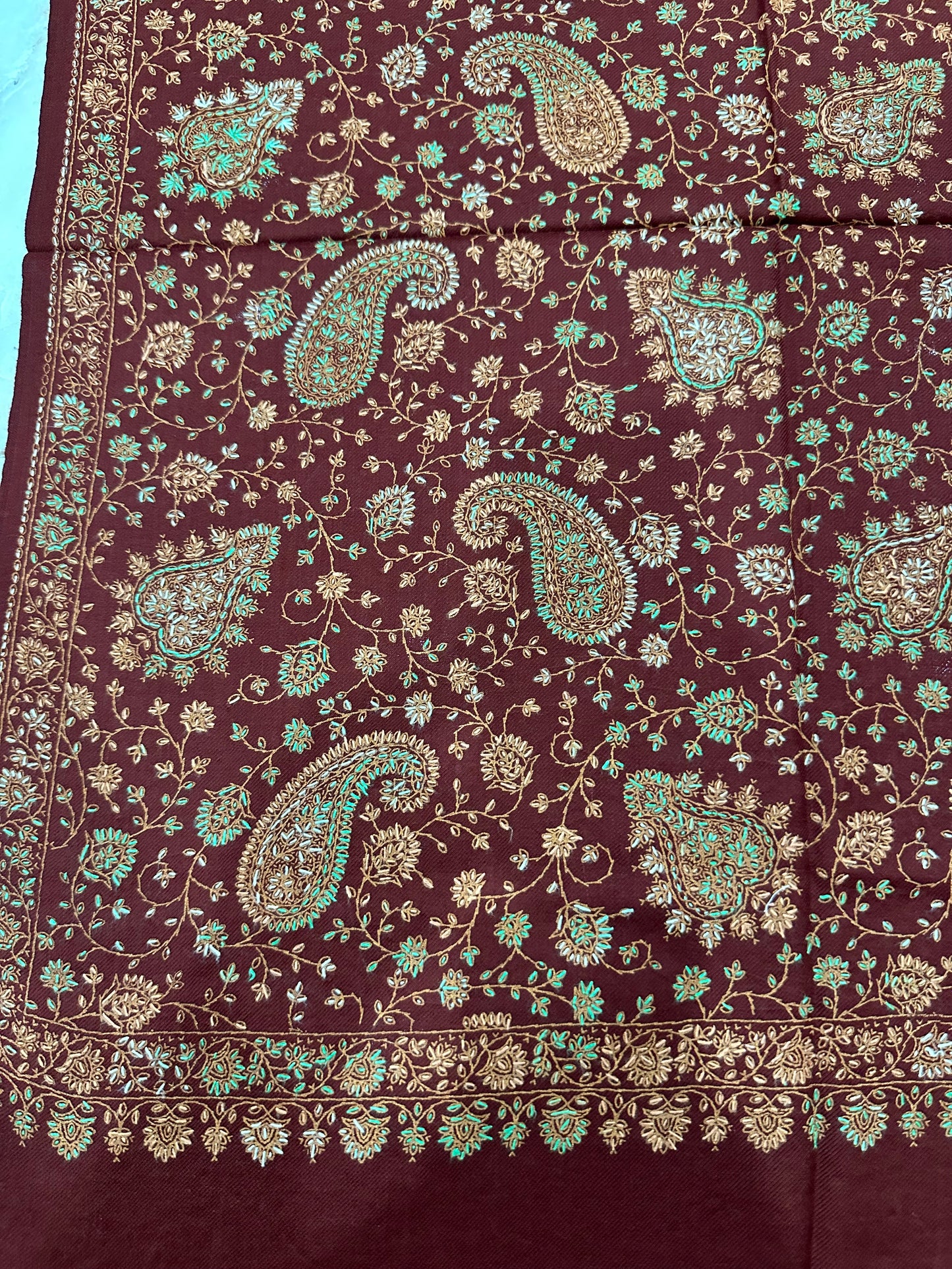 Brown Sui Jama Pashmina Shawl