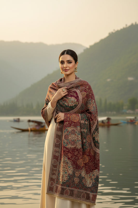 Triple Kani with Zari Shawl