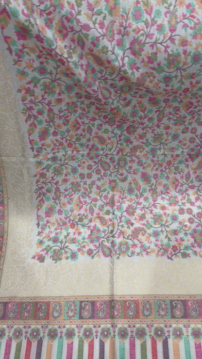 White Zari Kani Shawl