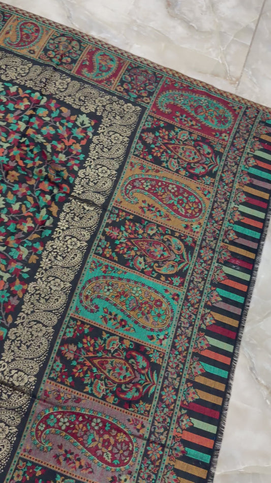 Black Zari Kani Shawl